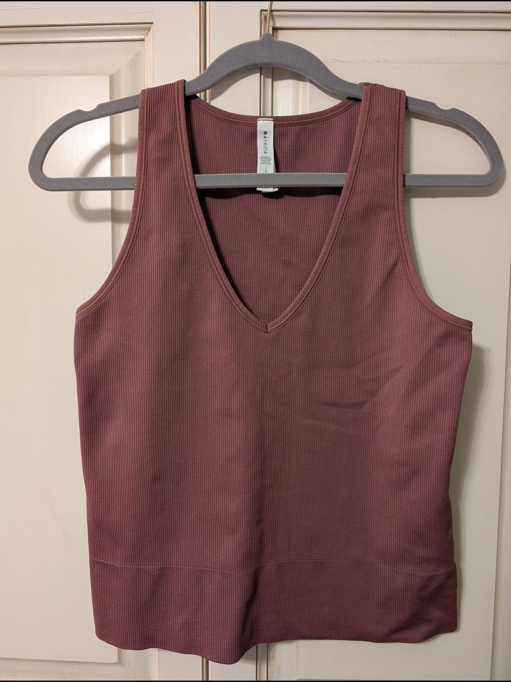 Athleta Ribbed V-Neck Tank Top - Mauve